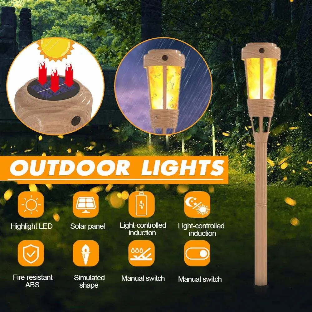 Flickering Flame Solar Lantern Bamboo Solar Torches Lights