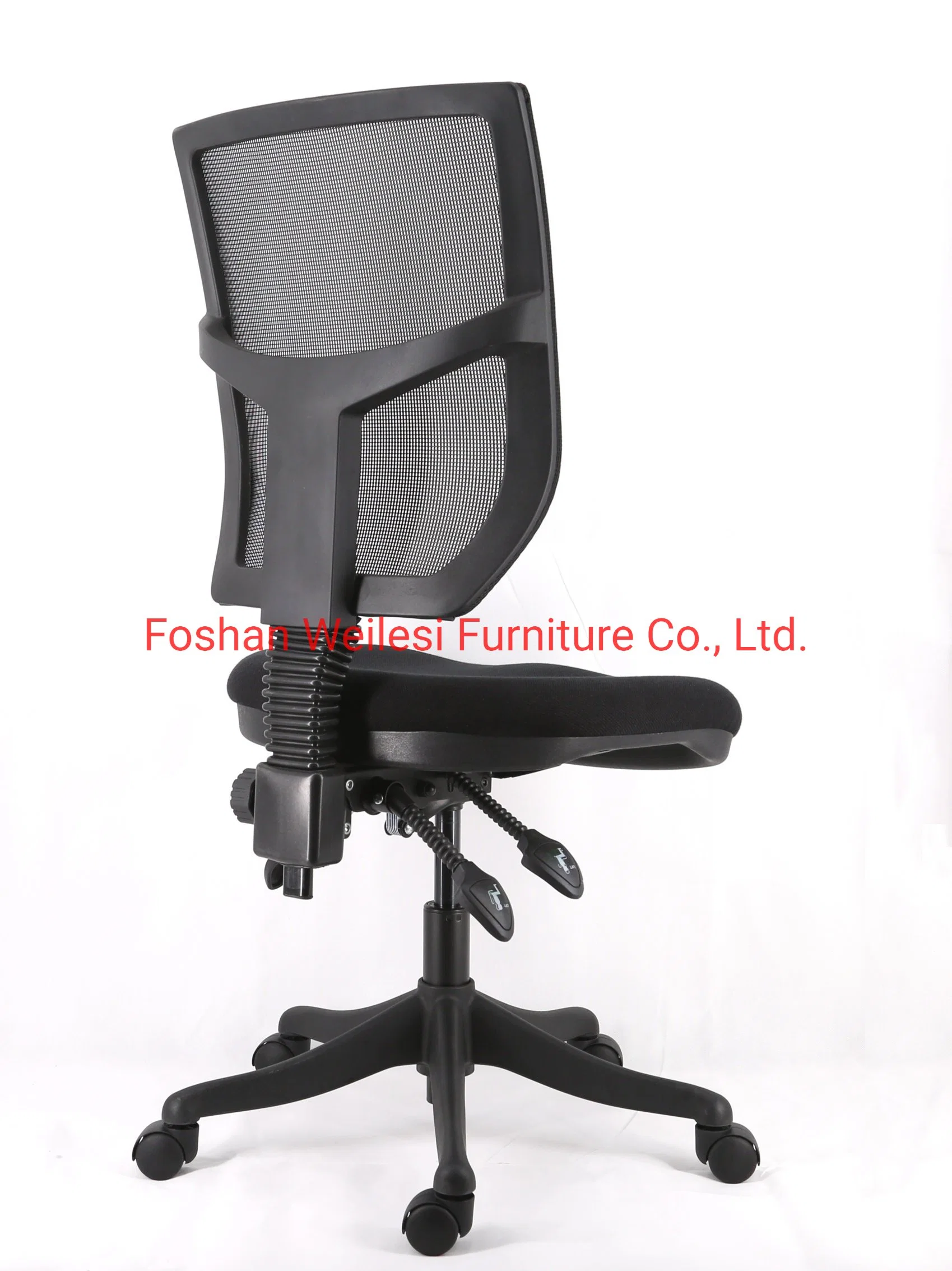 3 Lever Light Duty Mechanism Nylon Base and PU Castor Without Arms and Low Back Mesh Ofiice Chair