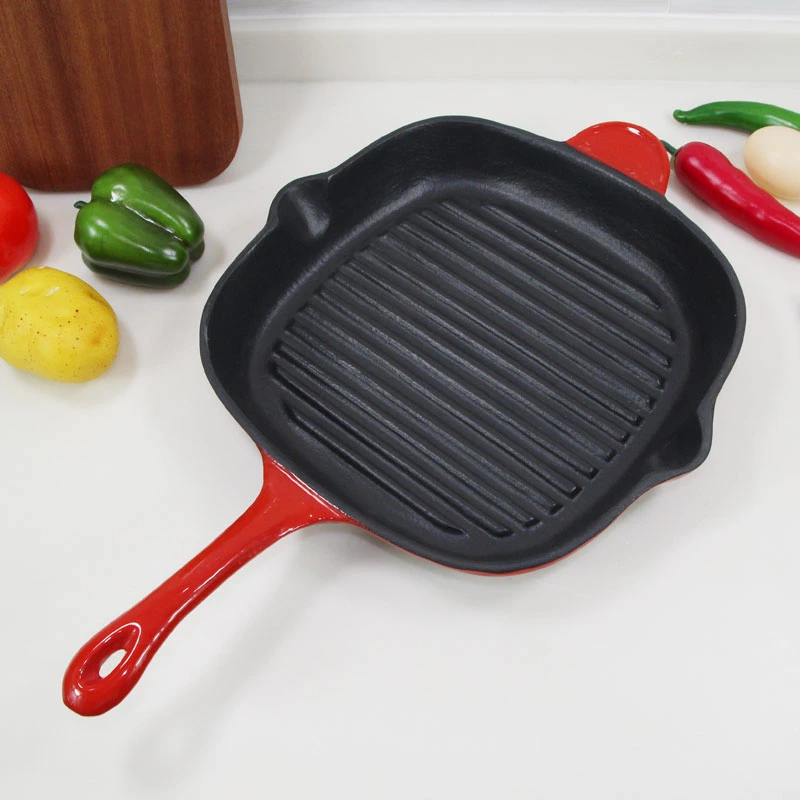 Cast Iron Square Shape Steak Grill Pan Manufacturer From China BSCI, LFGB, FDA Qualified