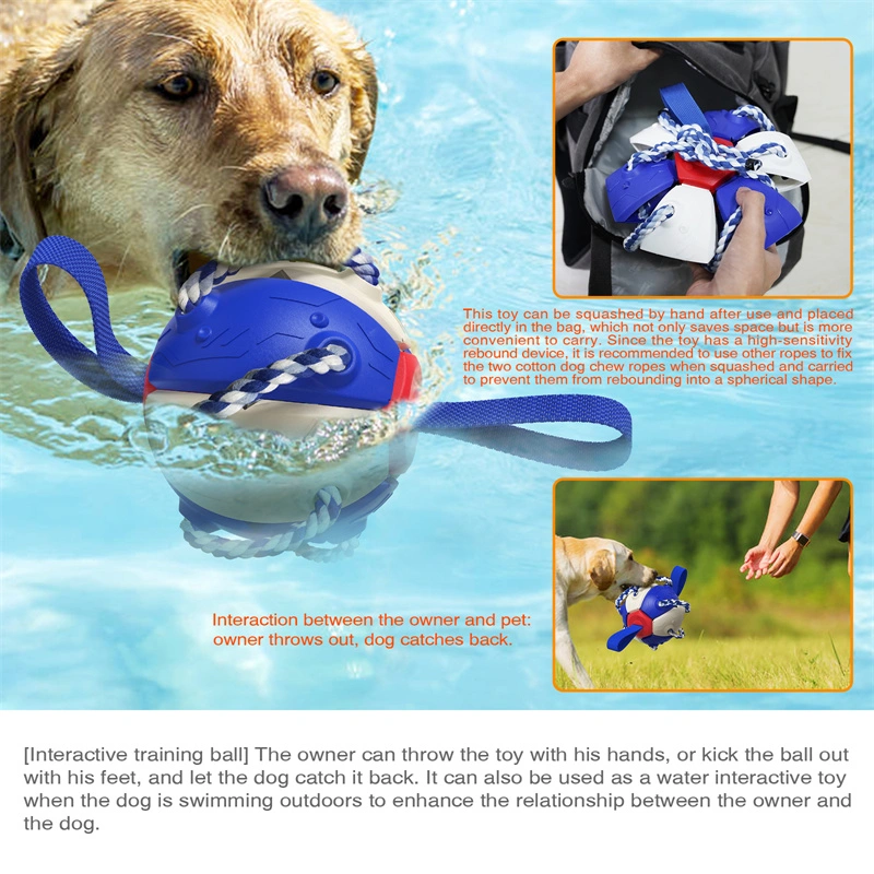 Indoor-Outdoor Interactive Dog Toy Dog Balls Foldable Frisbee Toy with Easy Grab Tabs