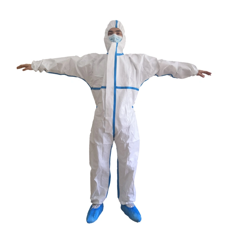 Type 4 White Jumpsuit Disposable Taped Coverall Non Sterilization Medical Protective Clothing