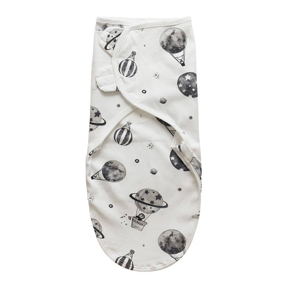 100% Cotton Print Newborn Swaddle Blanket, Adjustable Infant Baby Wrap with Zip Bottom