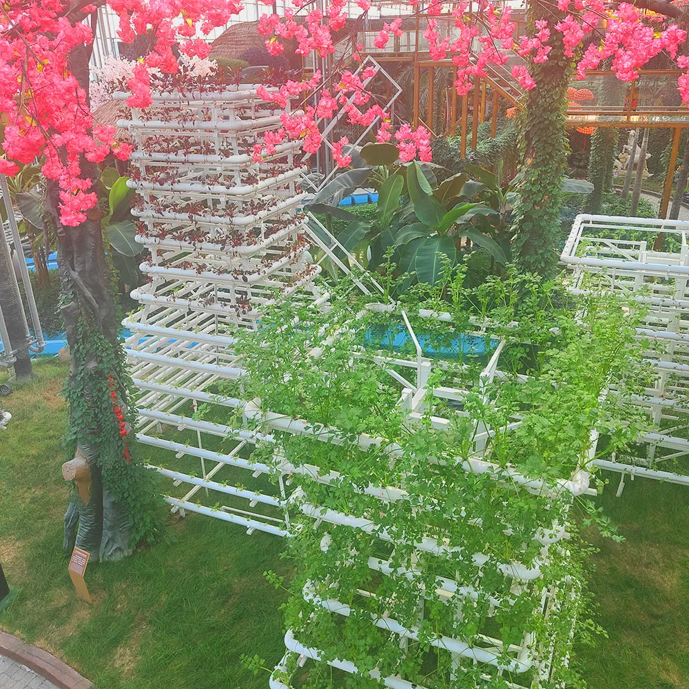 L'intérieur de l'agriculture HYDROPONIQUE NFT canal vertical du système de croître pour jardin de fleurs de serre avec chaudière de chauffage/ventilateur de refroidissement