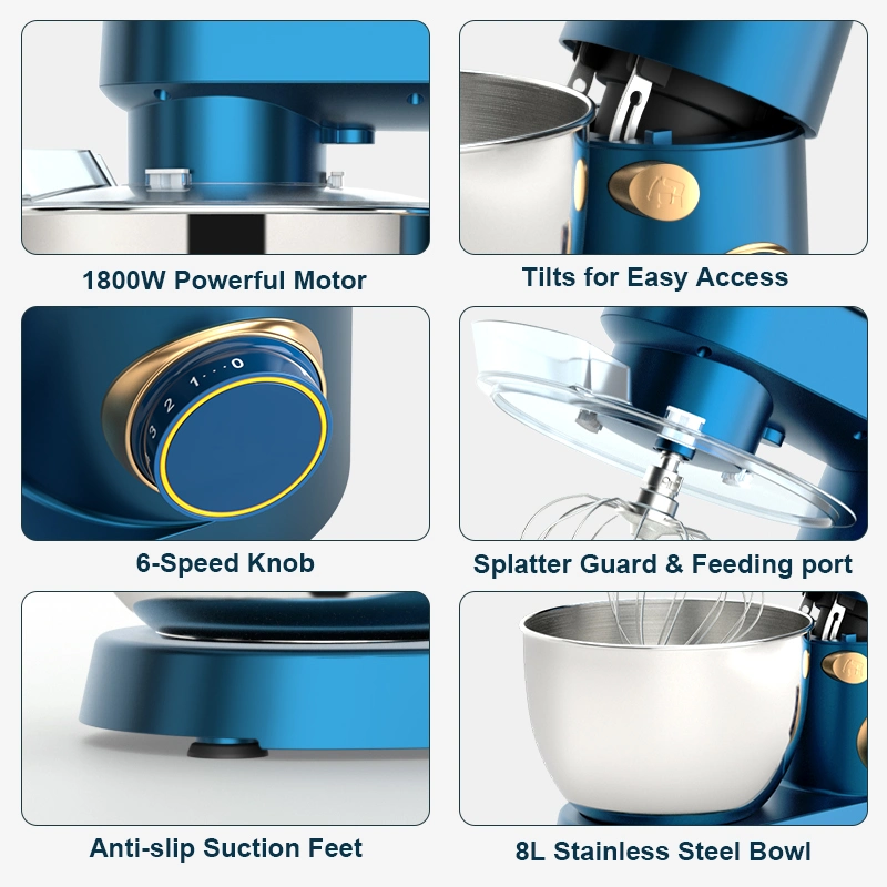Küchenmaschine Mixer 6 Speed Food Automatic Professional Teig Mixer Kuchen 3 in 1 Stand Mixer