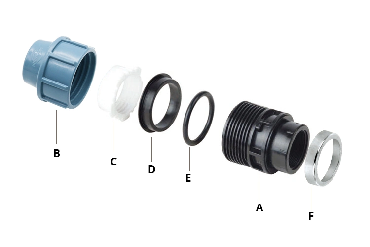 PP Material Female Adaptor Pn16 Fittings