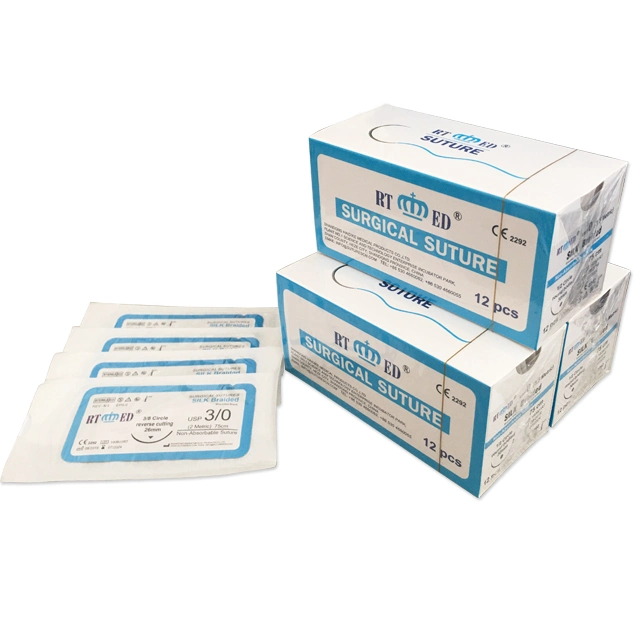 Disposable Medical Sterile Silk Braided Surgical Suture Non-Absorbable Silk Suture USP2-8/0