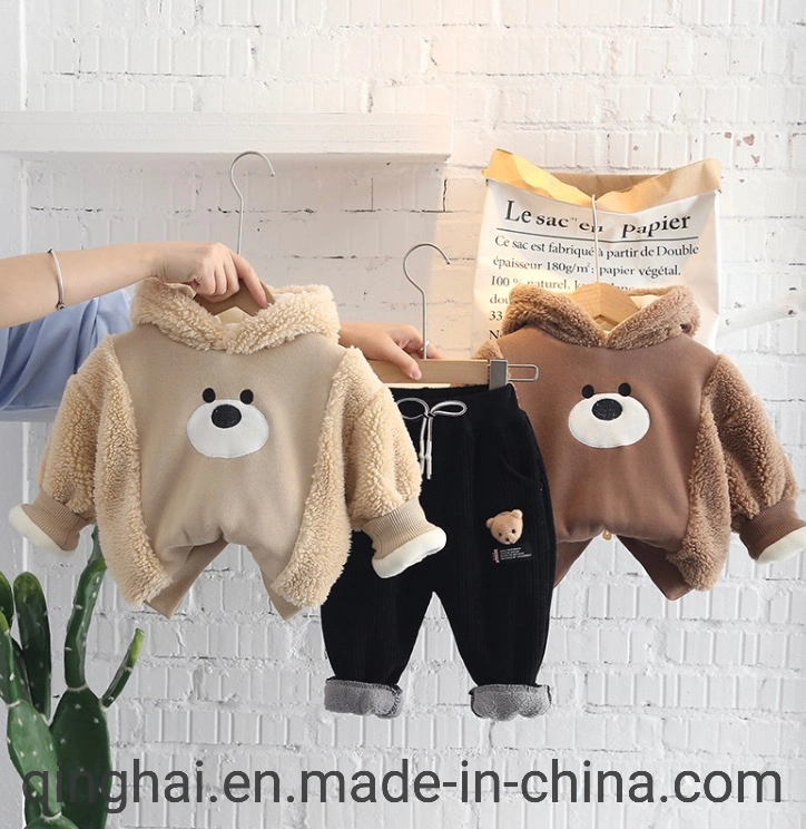 Jungen Fleece verdickt Baby Anzug Hoodie Camel's Color Kinder Winter Zweiteilige Herbstkleidung Niedliche Mode Winterkleidung