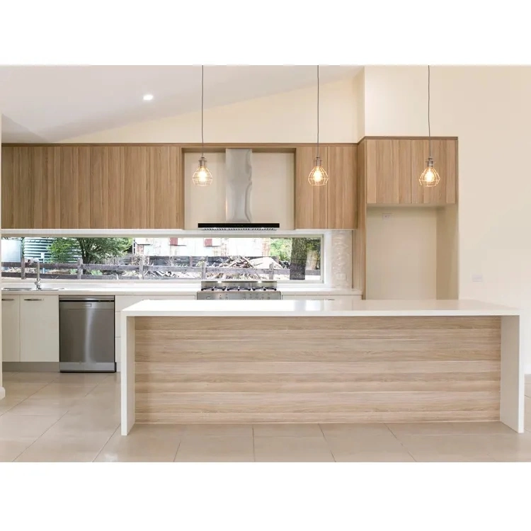 Design livre Cozinha mobiliário madeira Cor laminados armários de cozinha contemporânea Com Ilha