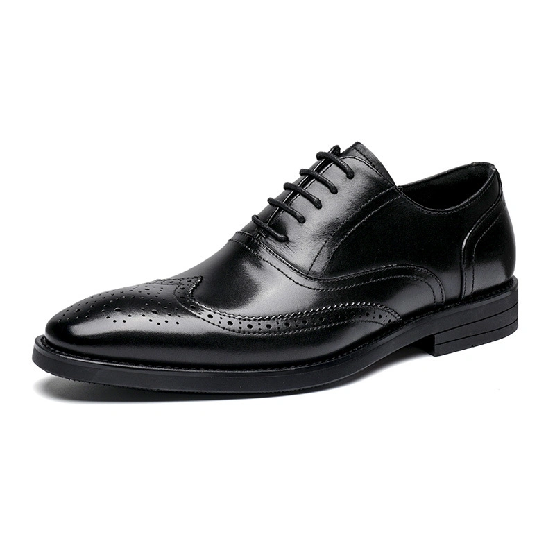 Men's Leather Business Dress Footwear Breathable Oxford Top Layer Leather Cowhide Three-Joint British Style Shoes