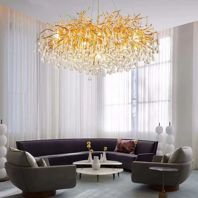 Candeeiro de cristal de cristal com lâmpada decorativa Villa Duplex LED Luxury