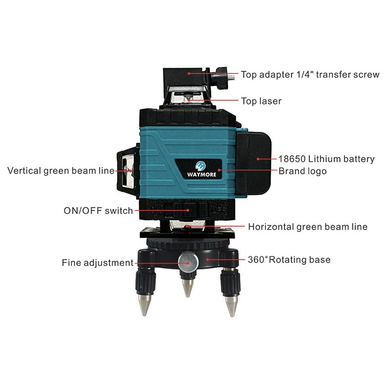 Waymore Automatic Self Leveling 360 Rotating Rotary 4D Green Laser Level