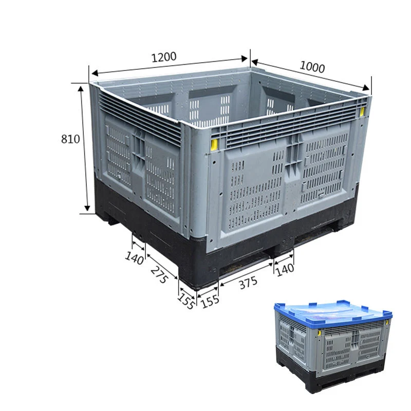 Cajas de bandejas de plástico Contenedores plegables de plástico sólido plástico plegable al por mayor plástico plegable Caja