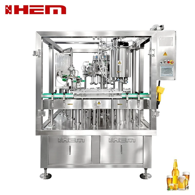 Beer Filling Equipment with an Automatic Craft Beer Bottling Process. Filling Machine for Glass Beer Bottles