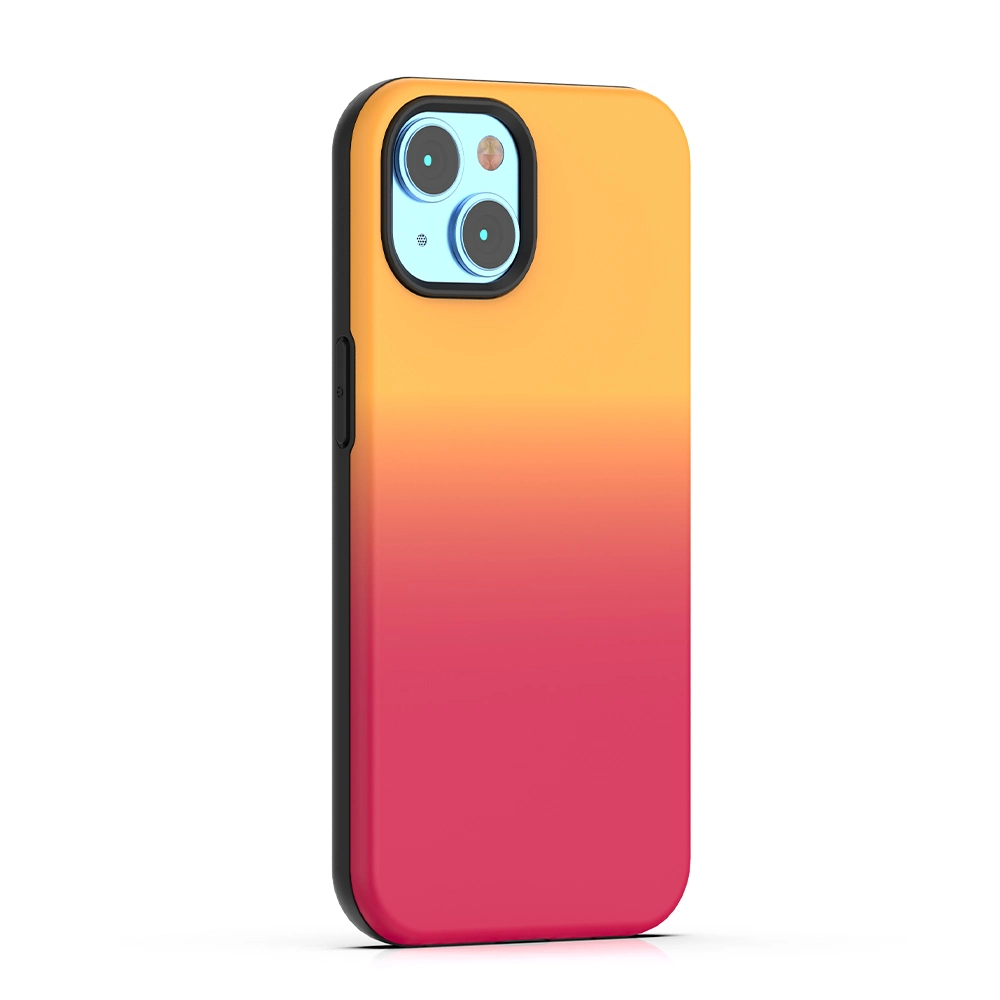 Nouveau style 2 en 1 Coque arrière mobile personnalisée à double dégradé de couleurs peintes pour iPhone 15 14 13 12 11 PRO Max Coque de téléphone portable en TPU PC antichoc combo