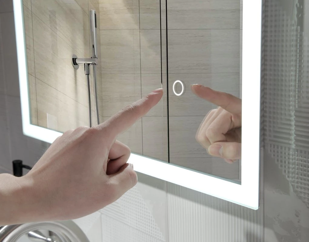 Miroir de maquillage LED lumineux mural rectangulaire Smart pour salle de bains