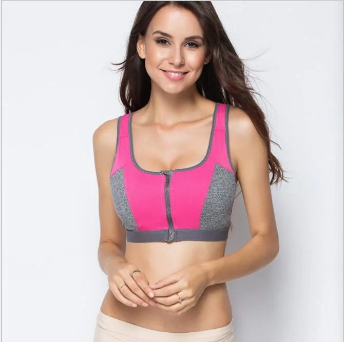 Desportos de mulheres roupas íntimas Ioga Top Zipper respirável Desgaste Duplo Bra