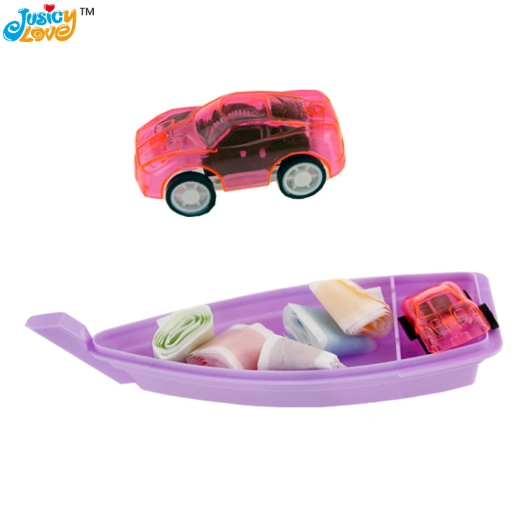 Wholesale/Supplier Colorful Sailing Boat Shape Toy Car with Fruit Flavor Roll Soft Candy