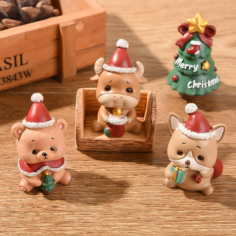 Christmas Ceramic Arts and Crafts Family Animal Ornaments Creative Home Decoration Mini Christmas Tree Christmas Gifts