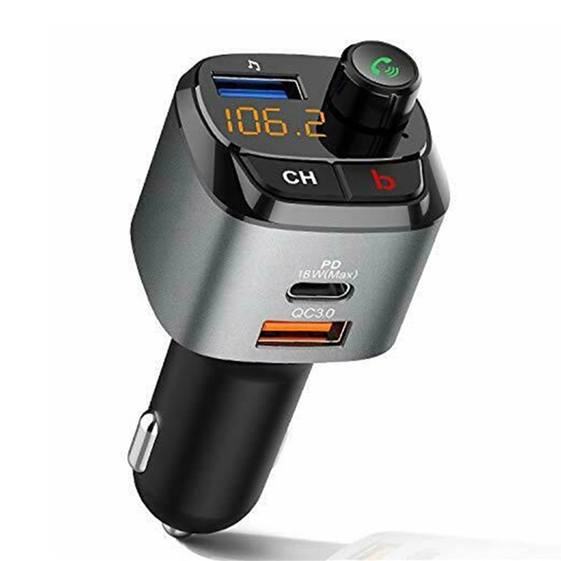 Hot Sale FM Transmitter QC3.0 Type-C Pd 18W Car Charger MP3 Player Bluetooths Adapter