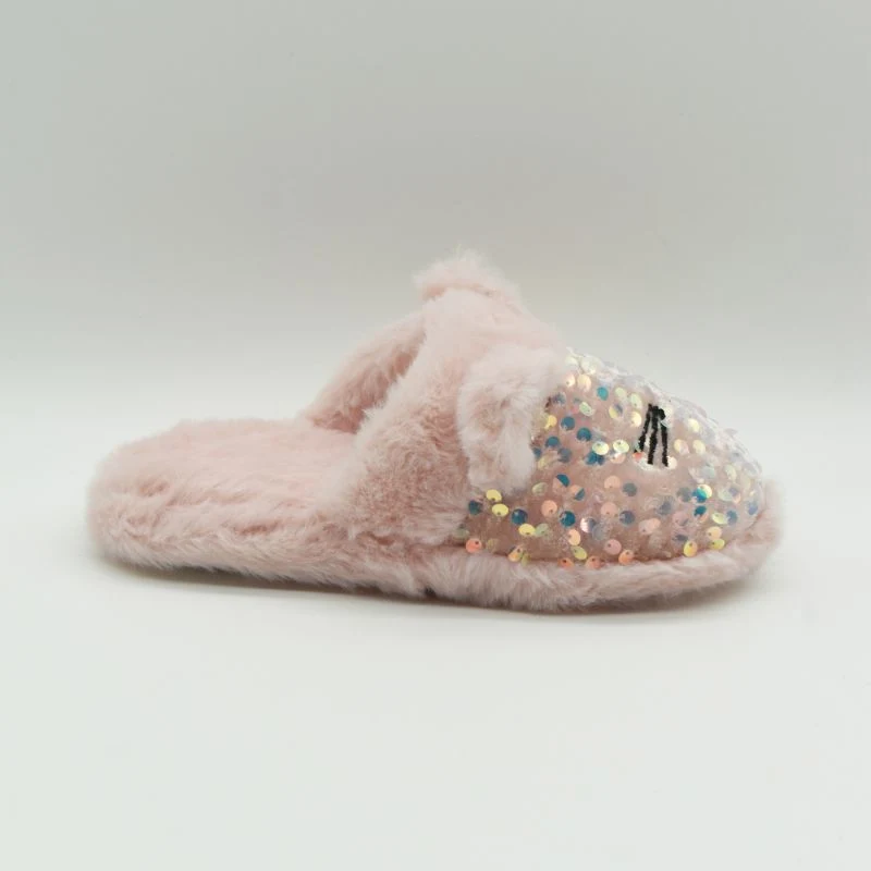 Glitter Upper Cat Ear Plush Lining Wholesale/Supplier Slippers