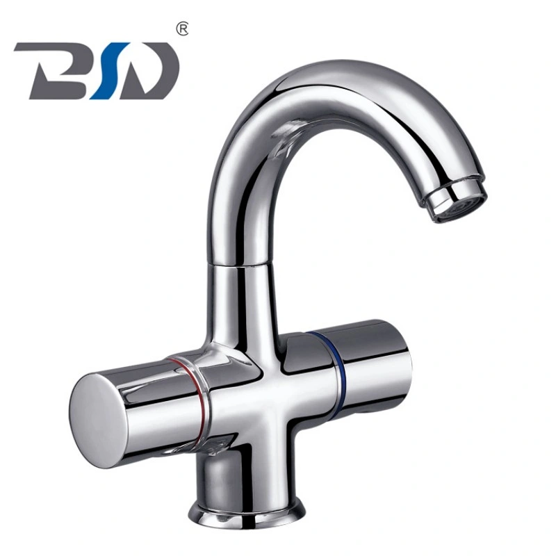 Banheiro em latão cromado deck com duas pegas Sink Basin Mixer