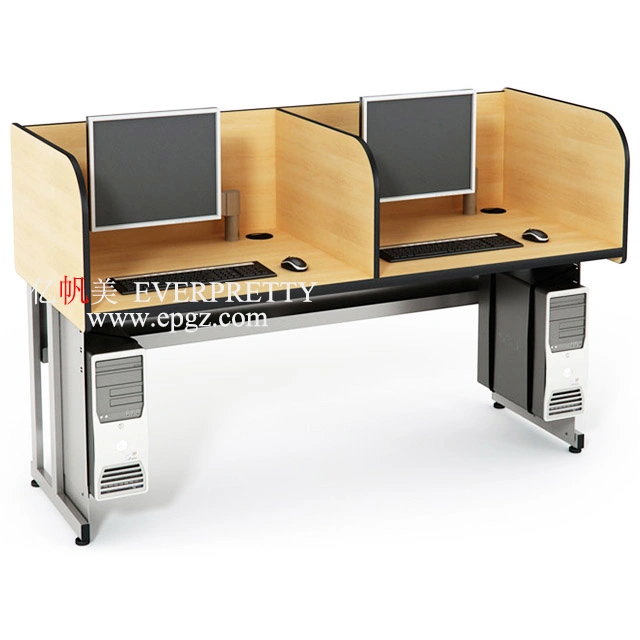 New School Furniture Double Modern Computer Desk with Shelves for Students