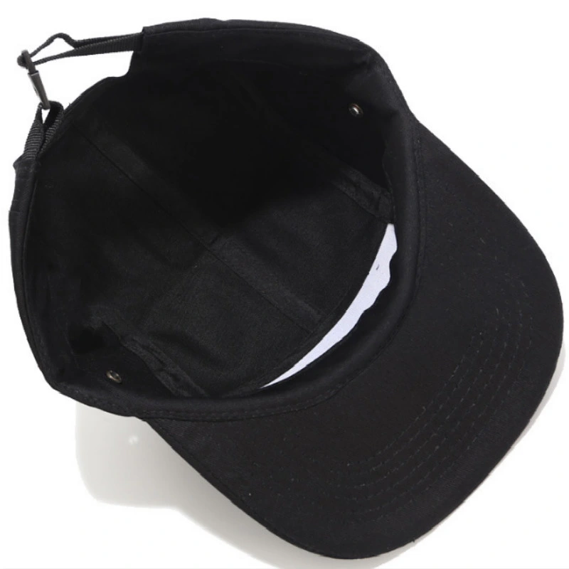 Custom Fashion Casual Solid Color Cotton Flat Brim 5 Panel Adjustable Blank Sports Camping Cap Plain Hat with Nylon Buckle