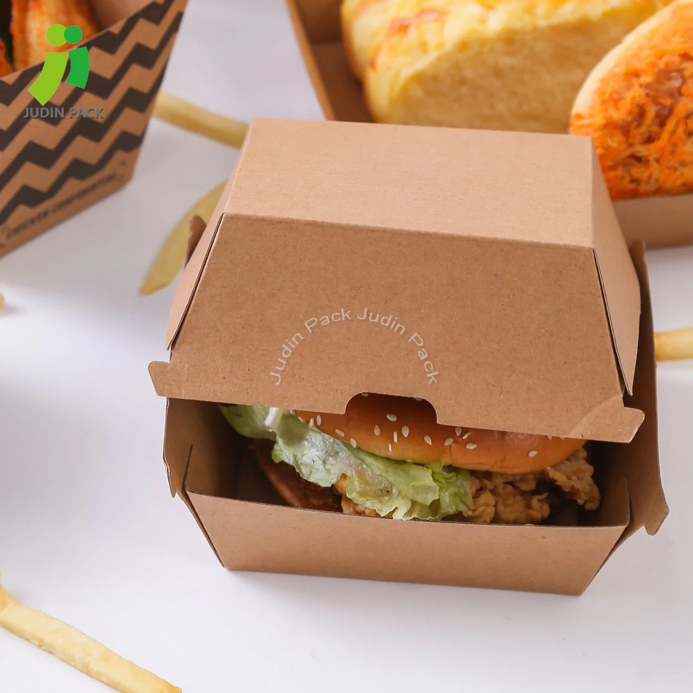 Wholesale/Supplier Kraft Paper Food Hamburger Clamshell Packaging Box