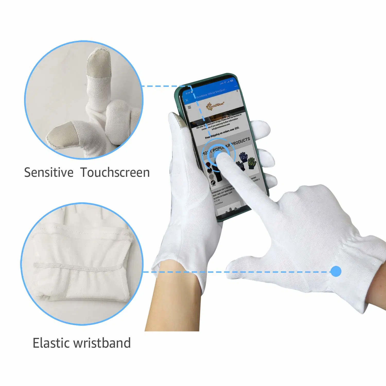 Skin Dryness Repair Sensitive Irritate Skin Touch Screen Cotton Gloves