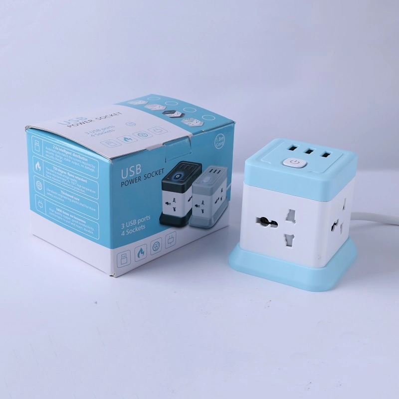 4 Gang Universal Outlet Power Strip Tower Electric Extension Socket Plug