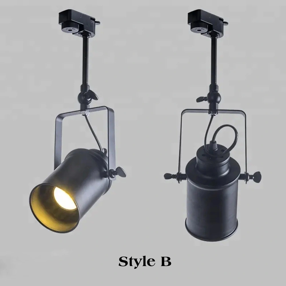 Vintage Black Loft Track Lamp Shops Bars Dekorative E27 Spotlights Industrielle Retro LED-Deckenleuchte