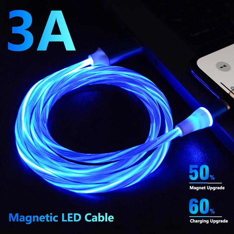 LED Glowing Magnetic Charging Type C Magnet USB Charger Cable 3 in 1