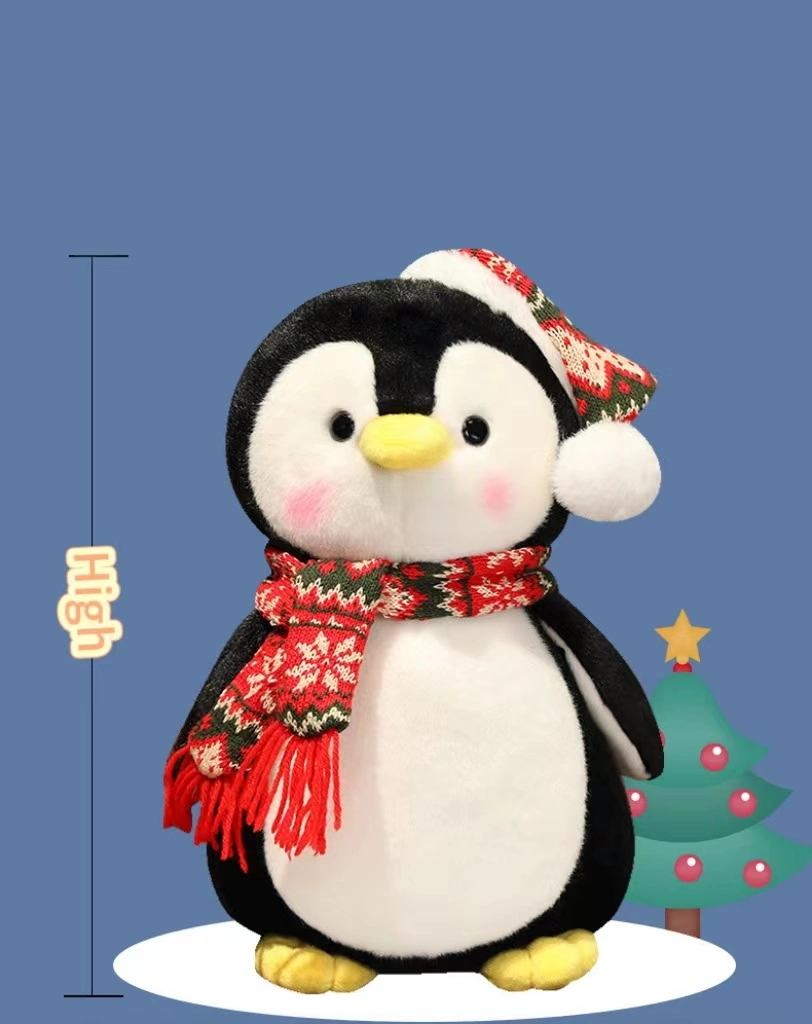 25cm animal en peluche jouets Écharpe de Noël Penguin un jouet en peluche Lutin de Noël Décoration