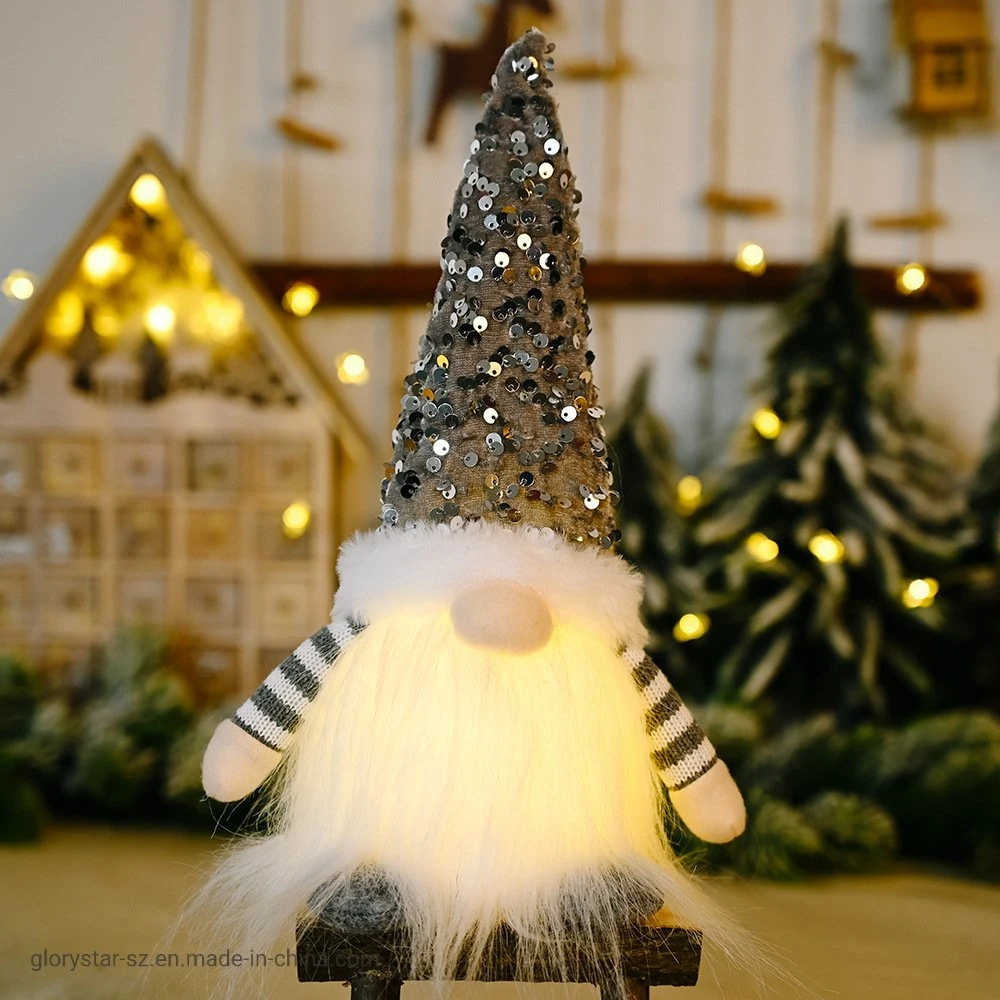 Home Xmas LED Light Merry Christmas Gnome Doll Decoration