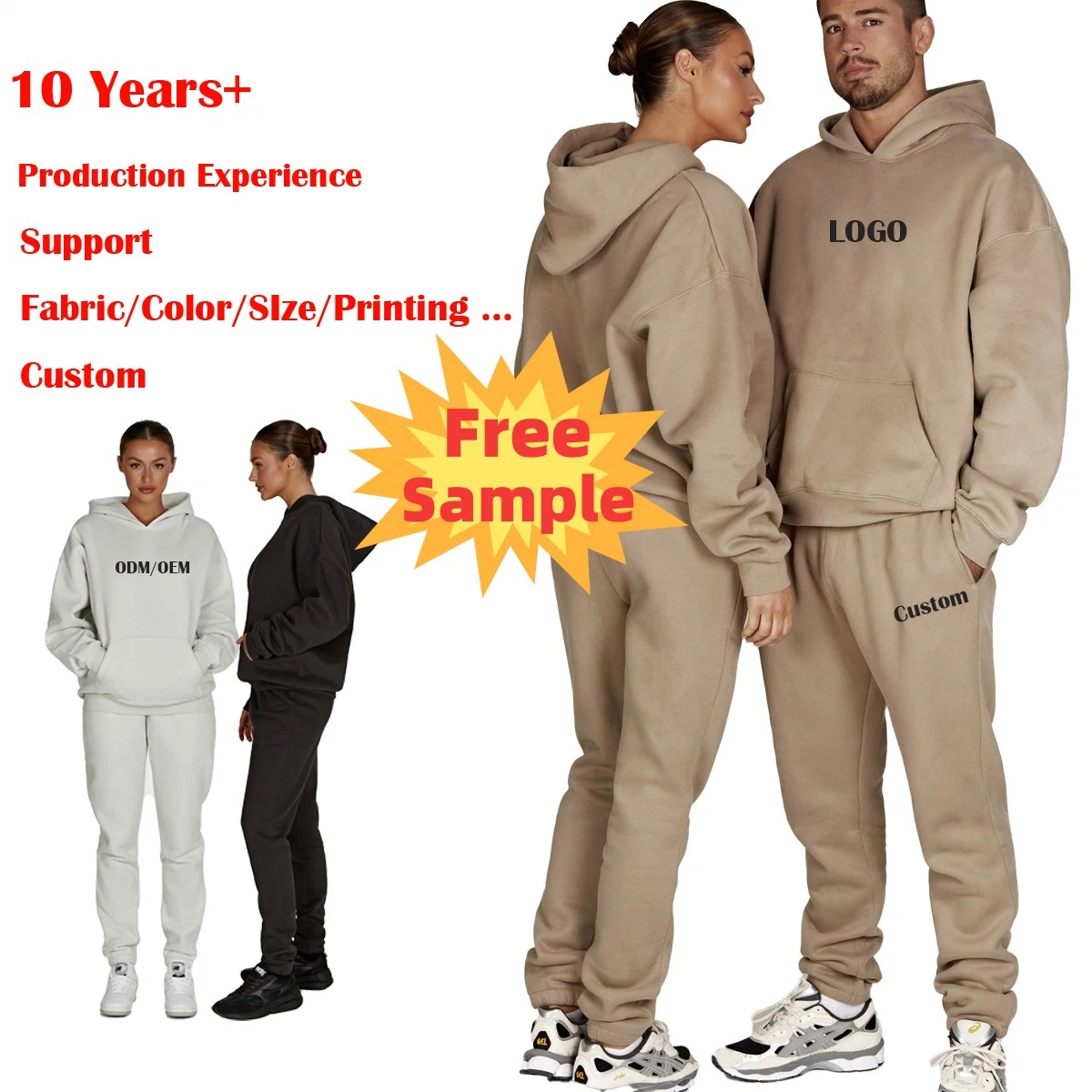 360g Fleece Wholesale Heavy Weight Custom Plain Blank Gym Sports Wear Ropa Clothes Oversized Pullover Sweat Shirt Pant Set Men Hoody Track Suit