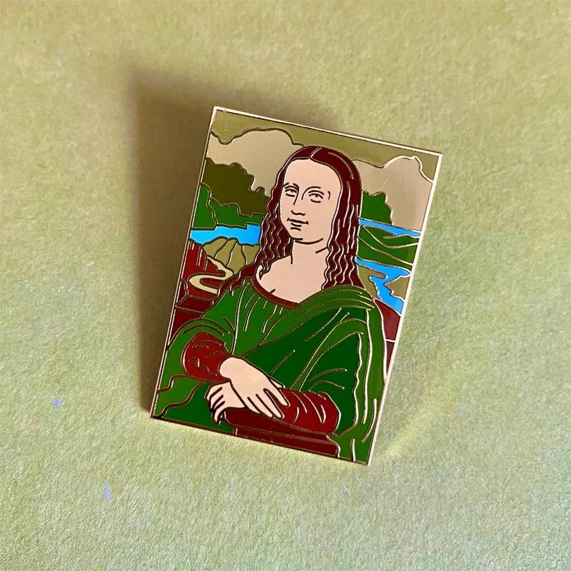 No MOQ Brass Brooch Zinc Alloy Hard Soft Enamel Famous Painting Miniature Style Souvenir Metal Craft Emblem Badge Lapel Pin