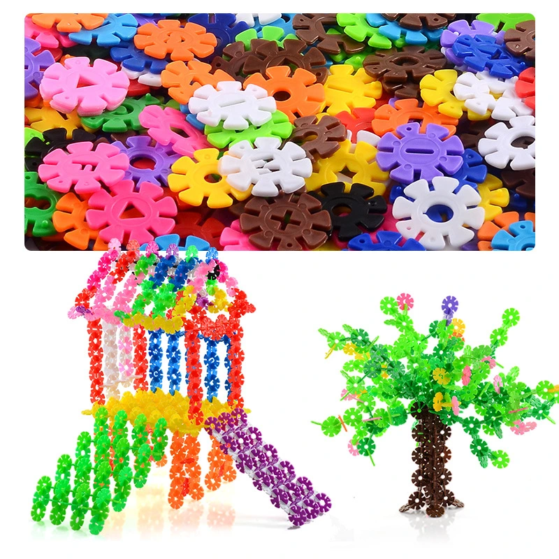 Los niños juguetes educativos creativo en 3D de Plástico PP bloques de construcción de copo de nieve para niños