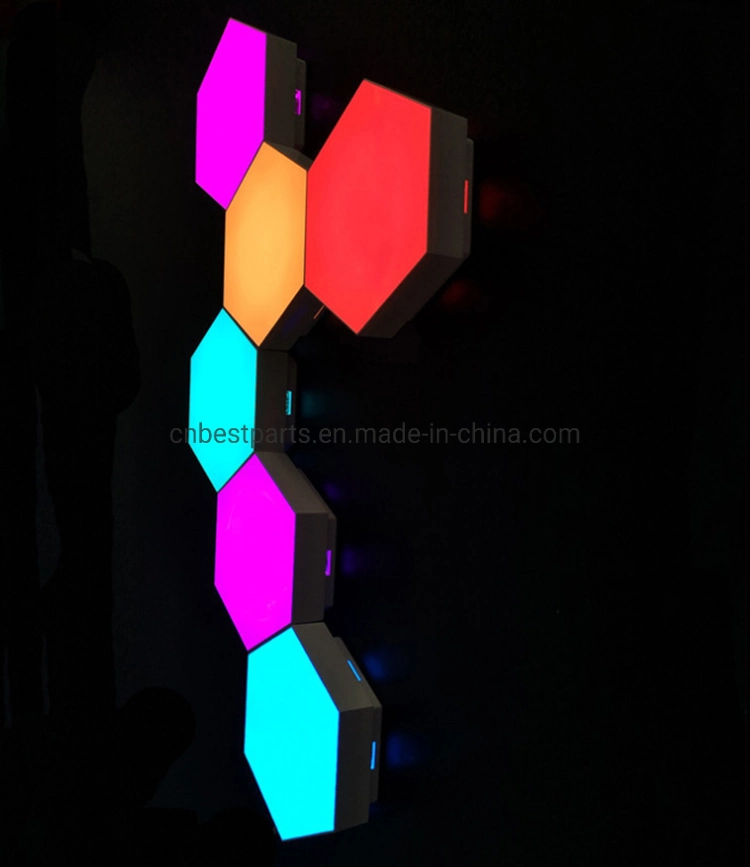 LED Hexagonal Lamps Modular Touch Lamp Sensitive Magnetic Wall Night Quantum Lights for Xmas Home Decoration USB RGB Night Sensor Light