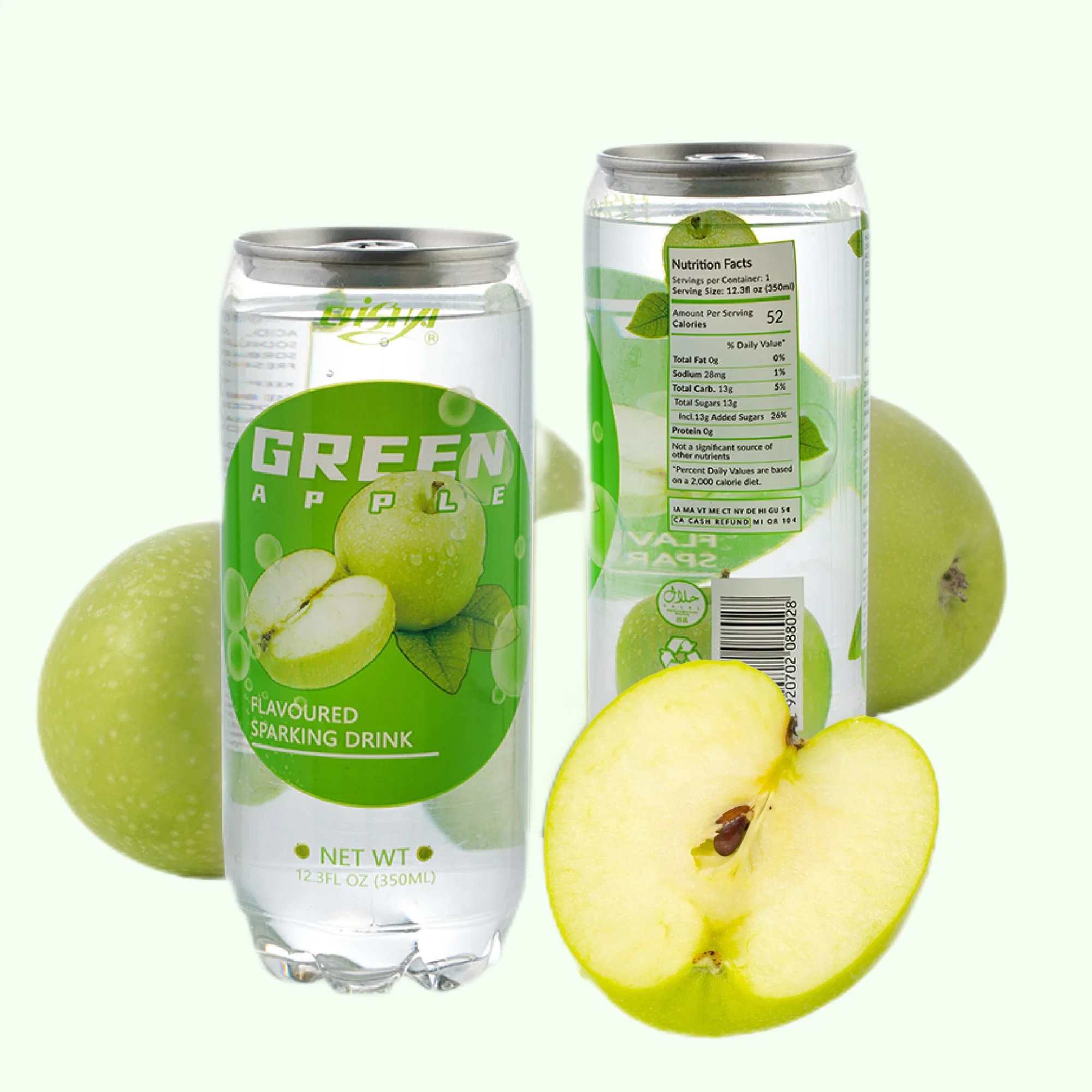 Supplier Sparkling Carbonated Water with Apple Flavor 350ml Can