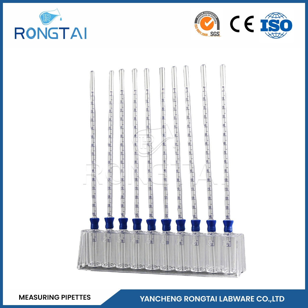 Rongtai Science Lab Glassware Manufacturers 1ml-50ml Measuring Pipette in Chemistry Lab China Graduated Pasteur Pipette