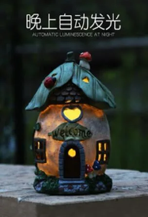 Solar Powered Hand Paint Resin Fairy House Solar Light Gardening Decoration