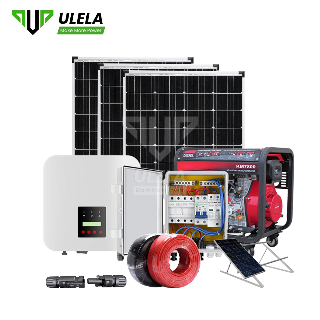 Ulela 1KW-10KW sistema de Energía Solar Fabricantes OEM Customized Solar Grid Sistema de energía PV diésel China