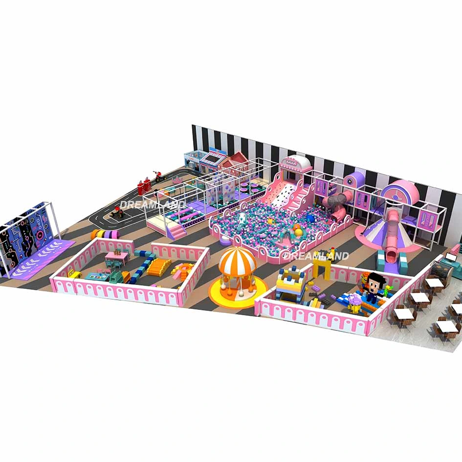 Amusement Park Pink Naughty Castle Indoor Softplay with Big Ball Pool