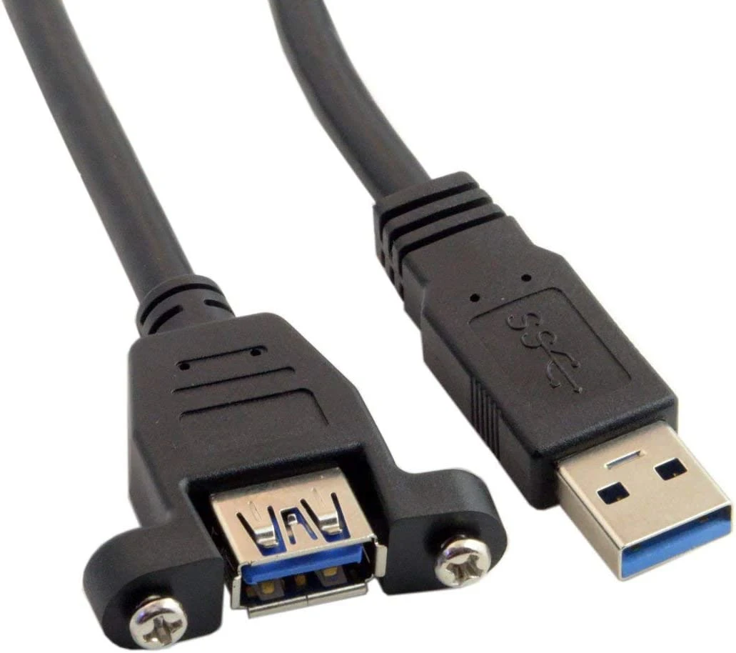 USB3.0 Male to Female Extension Cable with Screw Hole