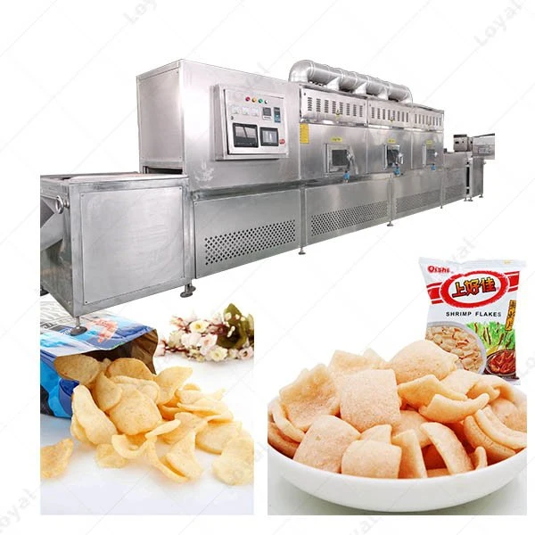 Automatic Tunnel Puffed Prawn Cracker Microwave Drying Machine