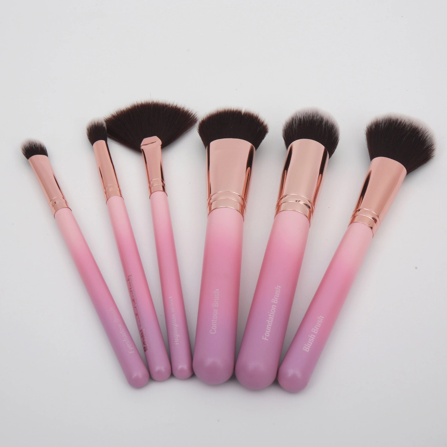 Label Portable Rose Gold Fiber Cosmetic Makeup Brush