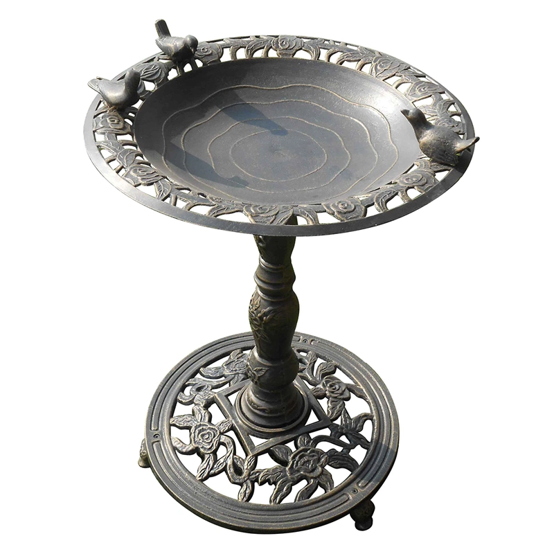 Iron Mixed Aluminum Product Outdoor Garden Decorative Product Rose Birdbath