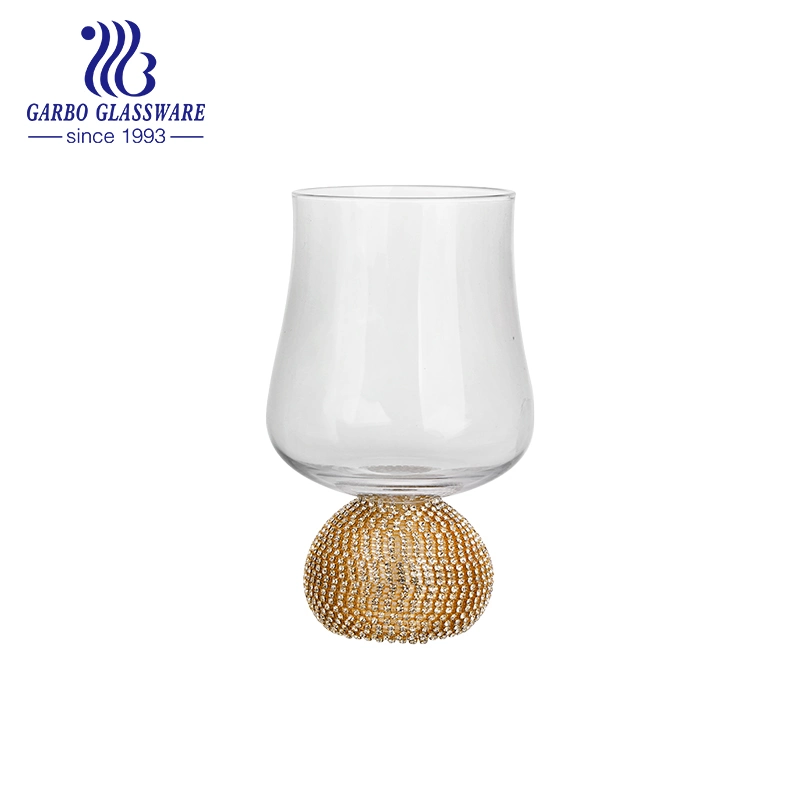 Diamond Accessory Decoration Glass Cup with Luxury Glass Bottom Water Cup