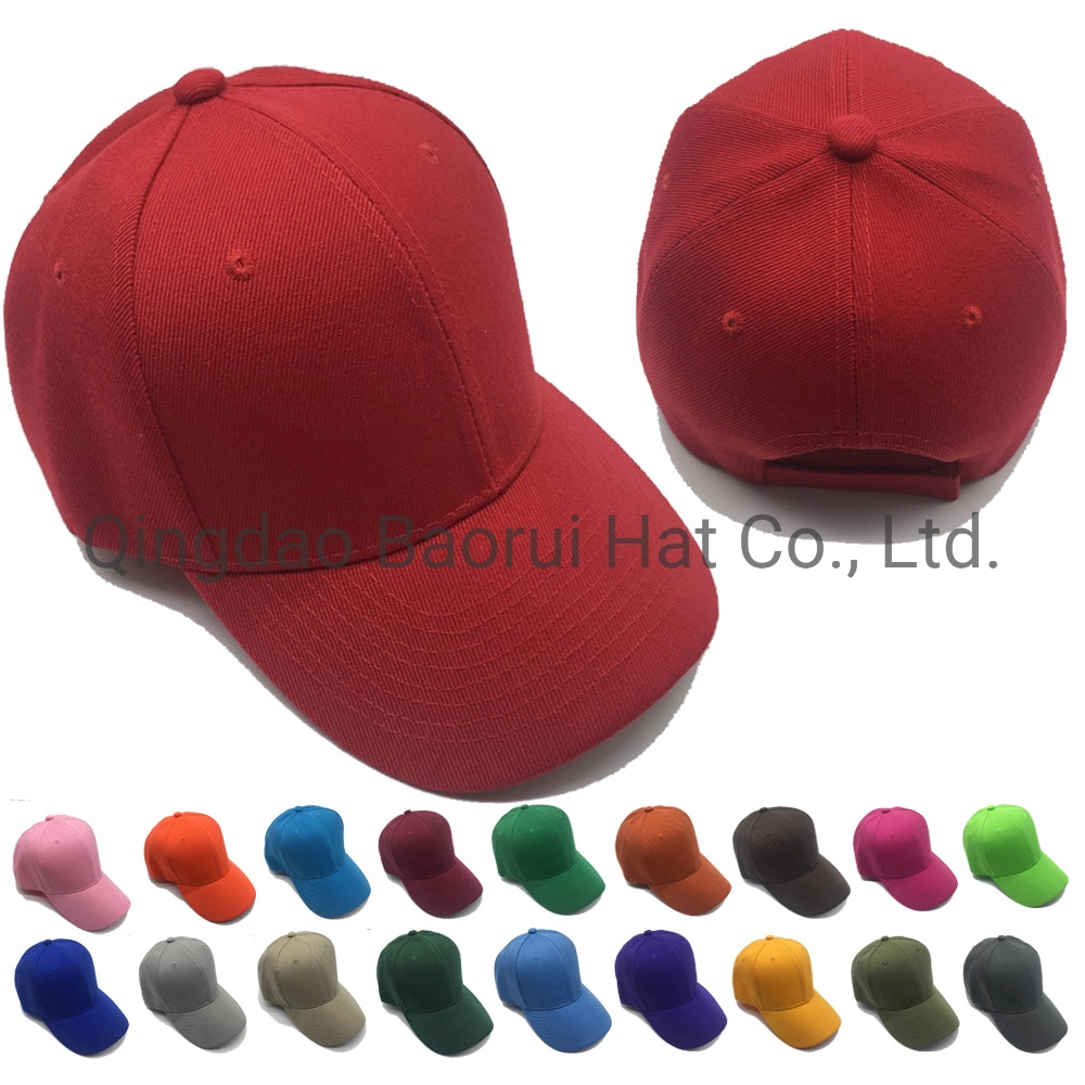 100% Polyester Blank Baseball Caps Sports Hats with Velcro Back