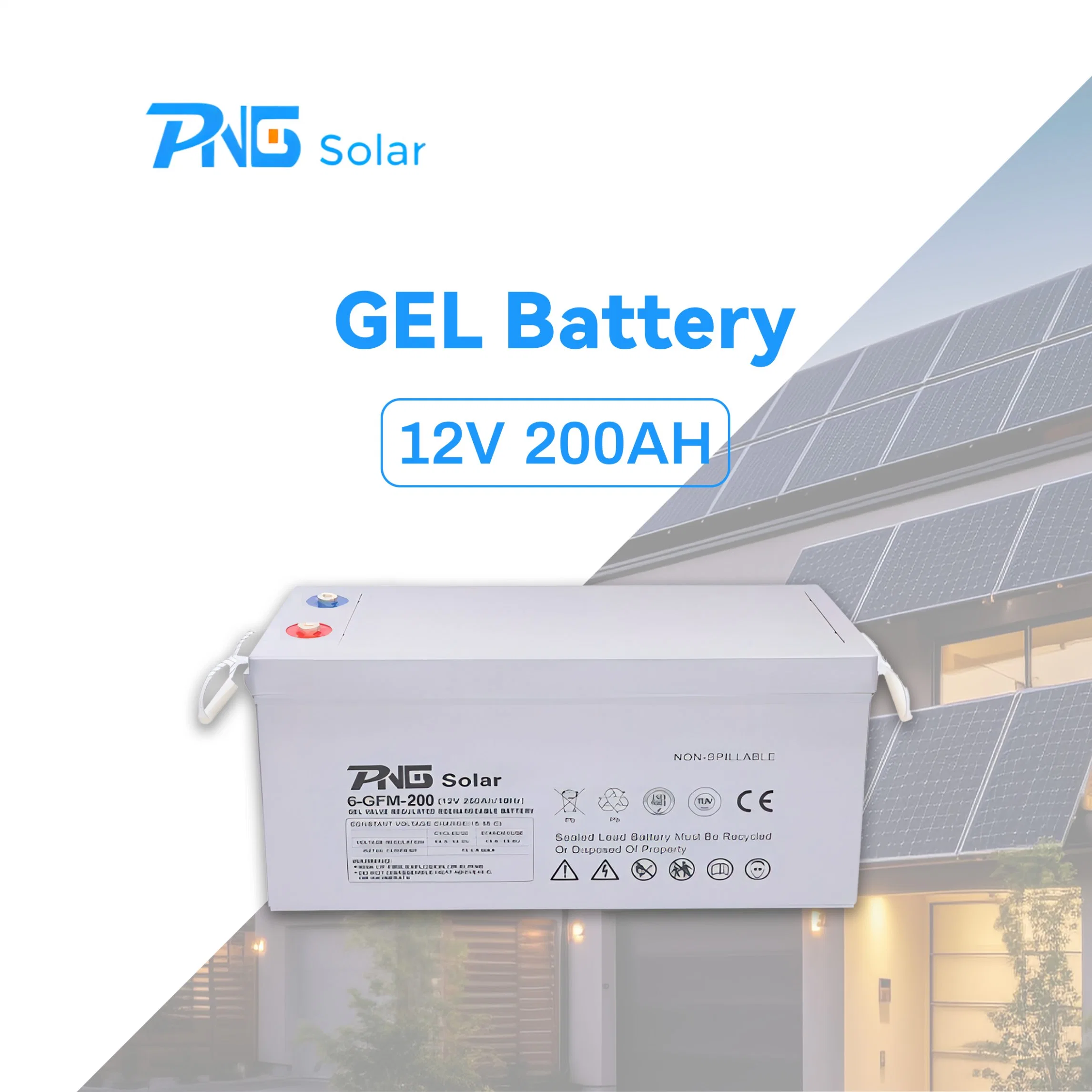 Más vida útil PNG Gel batería 12V 100ah Energía Solar para Sistema Solar